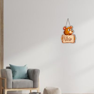 Personalized Bear Cute Animal Wooden Wall Hanging Customized With Name Kids Room, Living Room, Home Decor Birthday Gift For Kids